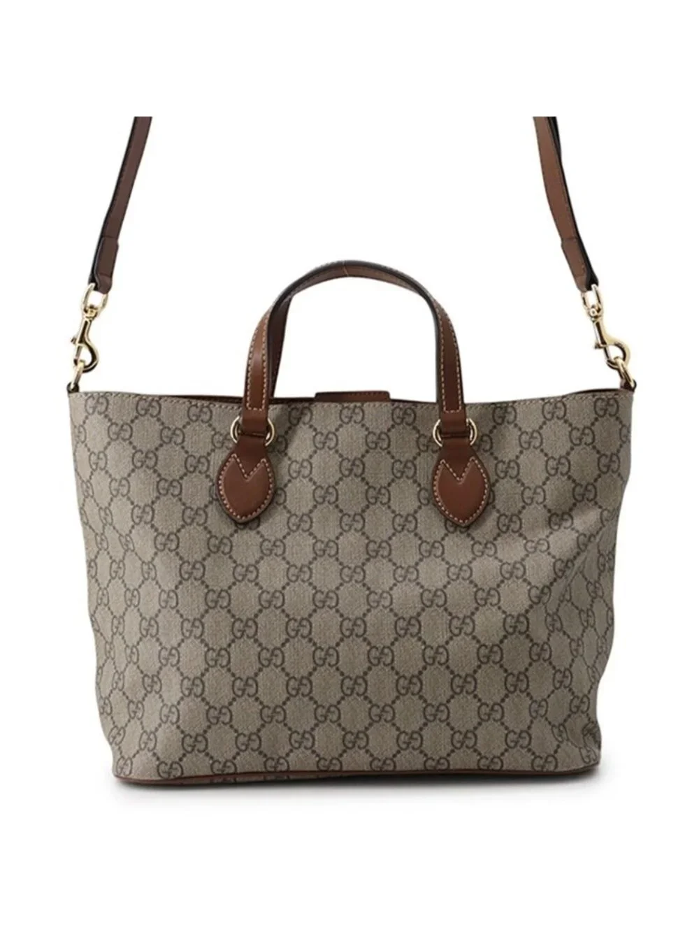 Gucci Tote GG Supreme Leather 2-Way Shoulder Bag